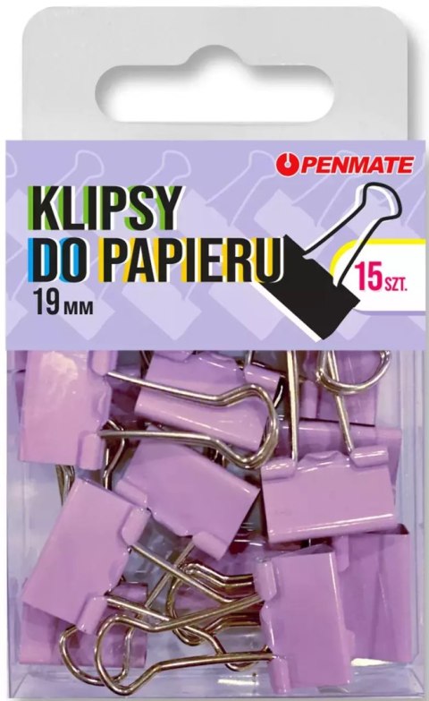Klipsy do papieru Penmate Fiołkowe 19 mm TT8320 Klipsy do papieru Penmate Fiołkowe 19 mm TT8320