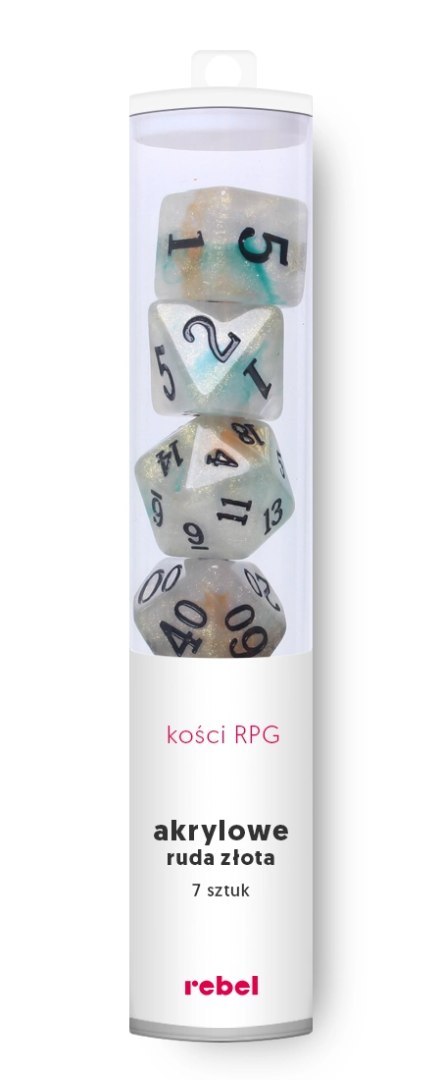 Komplet akrylowych kości RPG, ruda złota Komplet akrylowych kości RPG, ruda złota