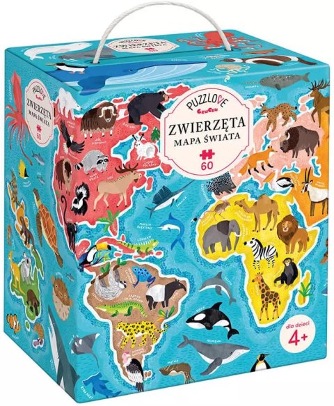 Puzzle 60 elementów. Puzzlove CzuCzu. Zwierzęta. Mapa Świata Puzzle 60 elementów. Puzzlove CzuCzu. Zwierzęta. Mapa Świata