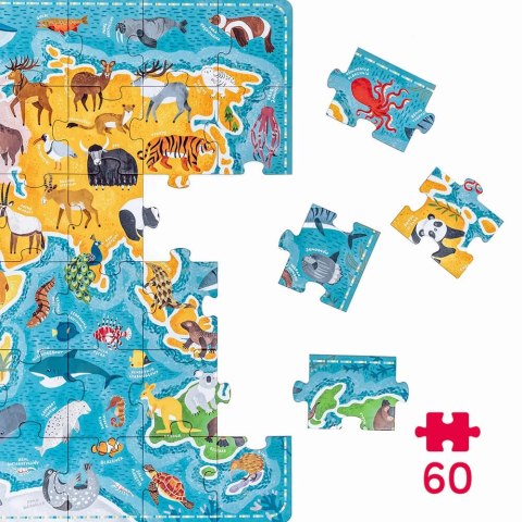 Puzzle 60 elementów. Puzzlove CzuCzu. Zwierzęta. Mapa Świata Puzzle 60 elementów. Puzzlove CzuCzu. Zwierzęta. Mapa Świata