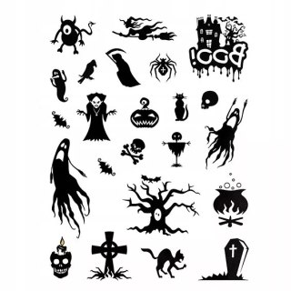 Tatuaże na HALLOWEEN - DpCraft - czarno-białe, 23 szt.