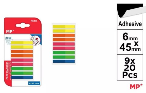 Karteczki indeksujące fluo 45x6mm 9x20K Karteczki indeksujące fluo 45x6mm 9x20K