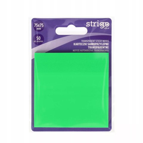 Karteczki samoprzylepne przezroczyste Strigo 75x75 50 kartek neon zielone Karteczki samoprzylepne przezroczyste Strigo 75x75 50 kartek neon zielone