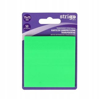 Karteczki samoprzylepne przezroczyste Strigo 75x75 50 kartek neon zielone