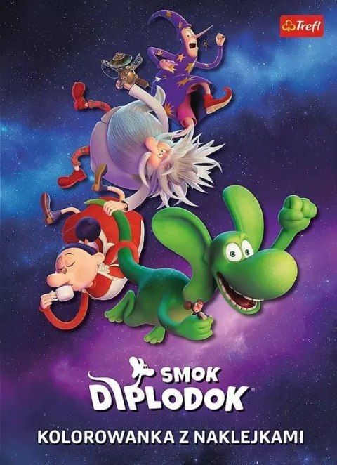 Smok Diplodok. Kolorowanka z naklejkami Smok Diplodok. Kolorowanka z naklejkami