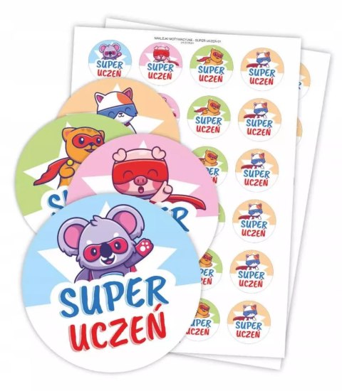 Naklejki motywacyjne - Super uczeń 48szt Naklejki motywacyjne - Super uczeń 48szt