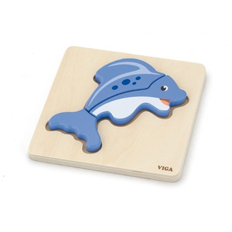 VIGA Pierwsze drewniane Puzzle maluszka Delfin VIGA Pierwsze drewniane Puzzle maluszka Delfin