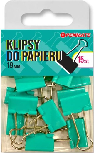 Klipsy do papieru Penmate Turkusowy 19 mm TT8323