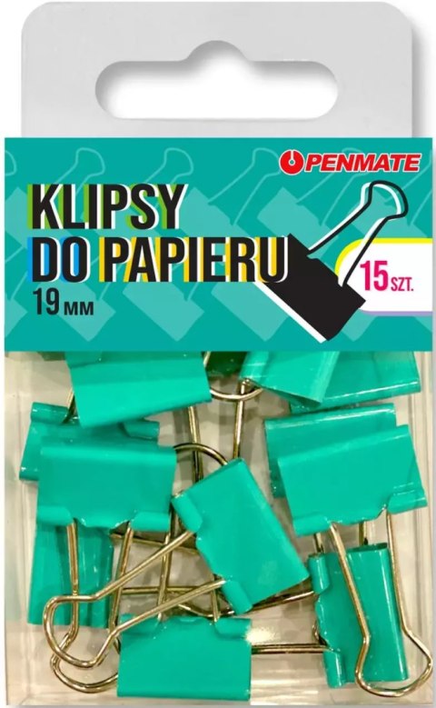 Klipsy do papieru Penmate Turkusowy 19 mm TT8323 Klipsy do papieru Penmate Turkusowy 19 mm TT8323