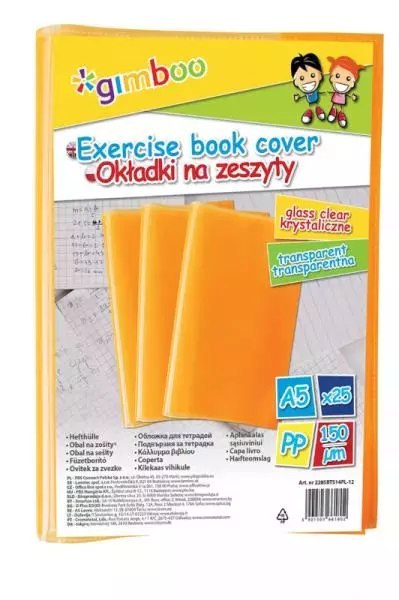 Okładka na zeszyt Gimboo A5 150mikr. pomarańczowa p25 Okładka na zeszyt Gimboo A5 150mikr. pomarańczowa p25