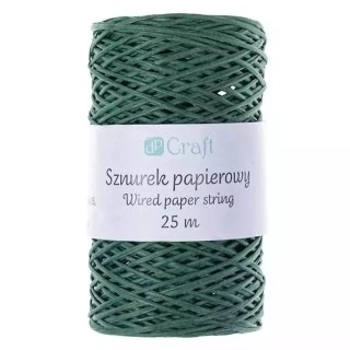 Sznurek papierowy z drucikiem zielony 25 m