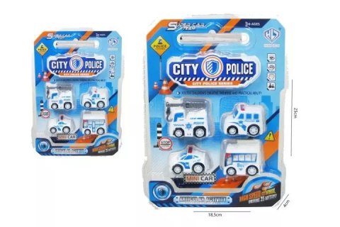 Autka policyjne 5cm 4szt H13776 49305 Autka policyjne 5cm 4szt H13776 49305