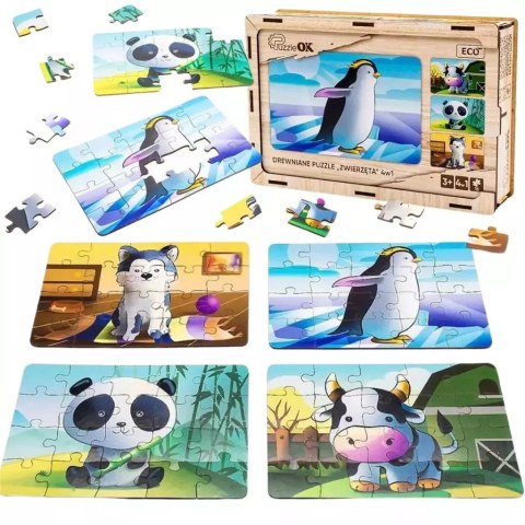 Puzzle drewniane 4w1 zwierzęta Puzzle drewniane 4w1 zwierzęta