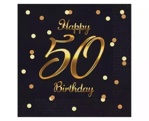 Serwetki B&C Happy 50 Birthday czarne 20szt Serwetki B&C Happy 50 Birthday czarne 20szt