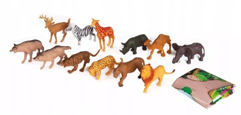 DZIKIE ZWIERZĘTA FIGURKI SAFARI 12 SZT + MATA DZIKIE ZWIERZĘTA FIGURKI SAFARI 12 SZT + MATA