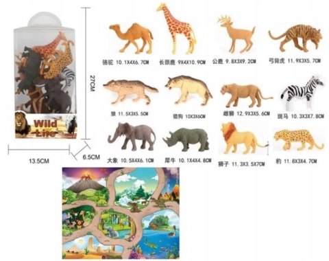 DZIKIE ZWIERZĘTA FIGURKI SAFARI 12 SZT + MATA DZIKIE ZWIERZĘTA FIGURKI SAFARI 12 SZT + MATA