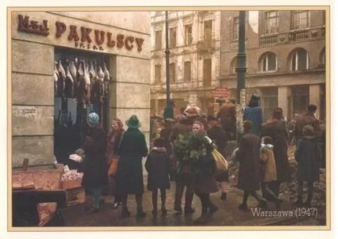Pocztówka Warszawa 1947 Sklep kolonialny Pocztówka Warszawa 1947 Sklep kolonialny