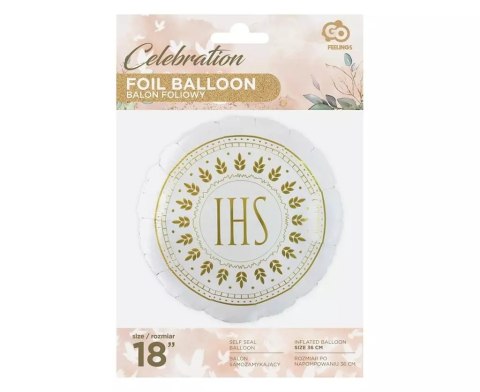 Balon foliowy Pierwsza Komunia Święta IHS Balon foliowy Pierwsza Komunia Święta IHS