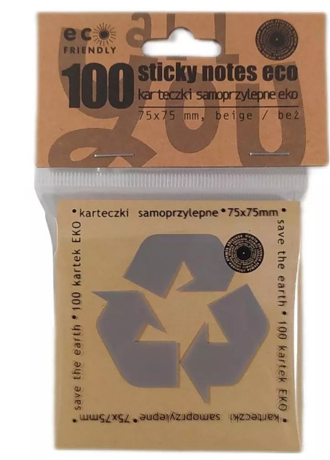 Karteczki samoprzylepne eko 75x75mm 100K beżowe Karteczki samoprzylepne eko 75x75mm 100K beżowe