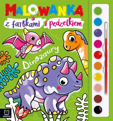 Malowanka z farbkami i pędzelkiem. Dinozaury Malowanka z farbkami i pędzelkiem. Dinozaury