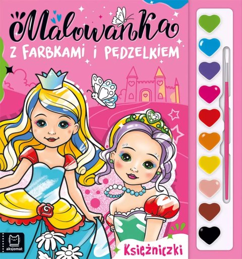 Malowanka z farbkami i pędzelkiem. Księżniczki Malowanka z farbkami i pędzelkiem. Księżniczki