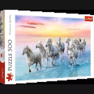 Puzzle 500 elementów. Białe konie w galopie