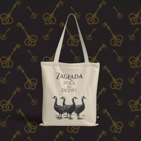 Torba bawełniana gęsi, Zagłada puka do drzwi, 38x41 cm Torba bawełniana gęsi, Zagłada puka do drzwi, 38x41 cm