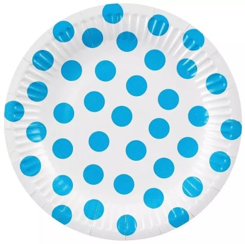 Talerzyki papierowe 18 cm, niebieskie groszki (6 sztuk) Talerzyki papierowe 18 cm, niebieskie groszki (6 sztuk)