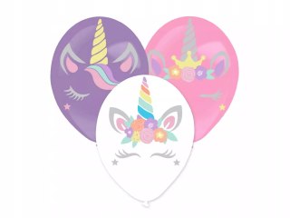 Balony urodzinowe z naklejkami Jednorożec 3 szt
