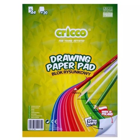 Blok rysunkowy A4/20K biały CRICCO Blok rysunkowy A4/20K biały CRICCO
