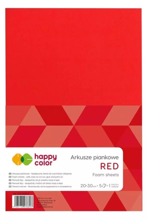 Arkusze piankowe A4 5szt czerwone HAPPY COLOR Arkusze piankowe A4 5szt czerwone HAPPY COLOR