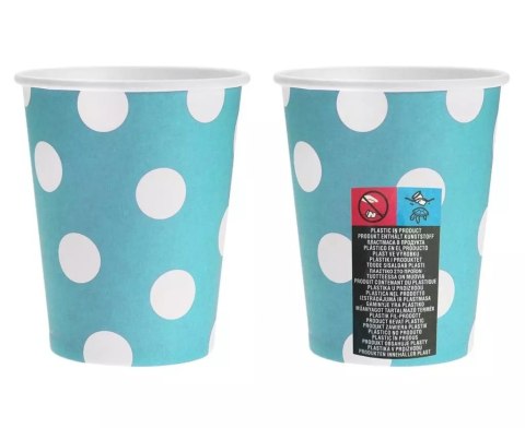Kubeczki papierowe błękitne groszki 270ml 6szt Kubeczki papierowe błękitne groszki 270ml 6szt