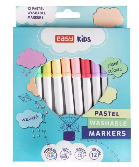 Pisaki zmywalne Pastel, 12 kolorów Pisaki zmywalne Pastel, 12 kolorów