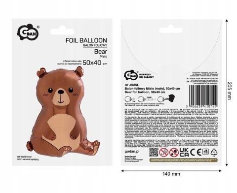 BALON FOLIOWY 50 x 40 cm - MISIO MATOWY - 1 szt GODAN BALON FOLIOWY 50 x 40 cm - MISIO MATOWY - 1 szt GODAN