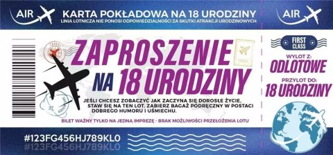 Zaproszenie Urodziny 18 (10szt) Zaproszenie Urodziny 18 (10szt)