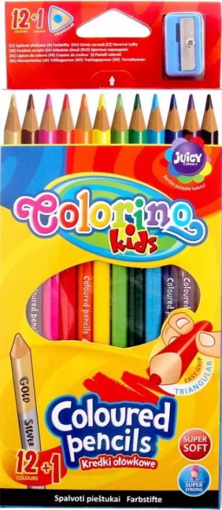 Kredki Colorino ołówkowe, trójkątne (12 sztuk) z temperówką