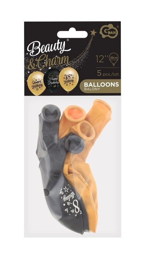 Balony na 18 urodziny, złote i czarne (5 sztuk) Balony na 18 urodziny, złote i czarne (5 sztuk)