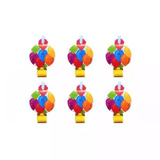 Gwizdki rozwijane z medalionem Balony 6szt