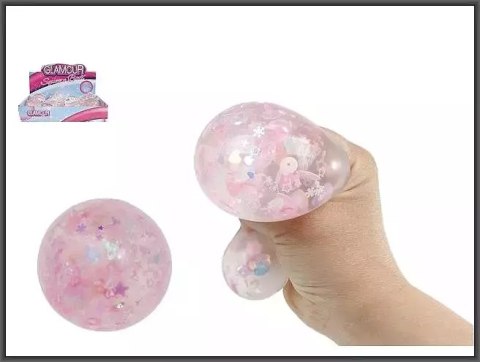 Hipo, Piłeczka brokat kwiatek do ściskania, 6 cm Hipo, Piłeczka brokat kwiatek do ściskania, 6 cm