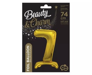 Balon foliowy stojący. Cyfra 7 (74 cm), złota