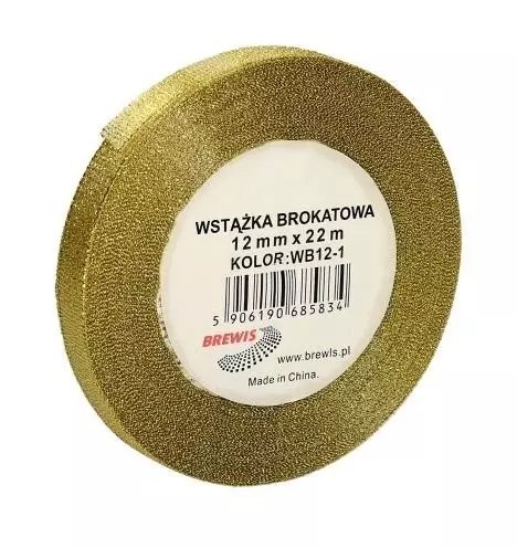 Wstążka brokatowa złota 12mmx22m Wstążka brokatowa złota 12mmx22m