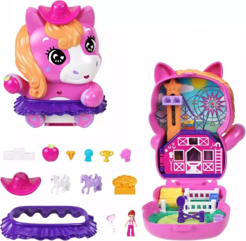 Polly Pocket Kucykowe rodeo Zestaw kompaktowy: 1 mikro lalka, 2 figurki koników i akcesoria JCR39 MATTEL Polly Pocket Kucykowe rodeo Zestaw kompaktowy: 1 mikro lalka, 2 figurki koników i akcesoria JCR39 MATTEL