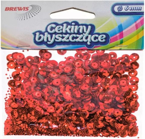 Cekiny błyszczące Brewis czerwone 6 mm 10 g Cekiny błyszczące Brewis czerwone 6 mm 10 g