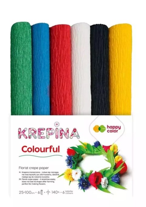 Krepina marszczona 25x100cm Colorful 6 kolorów Krepina marszczona 25x100cm Colorful 6 kolorów
