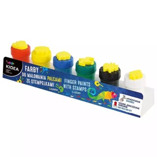 Farby do malowania palcami ze stemplami, 6 sztuk